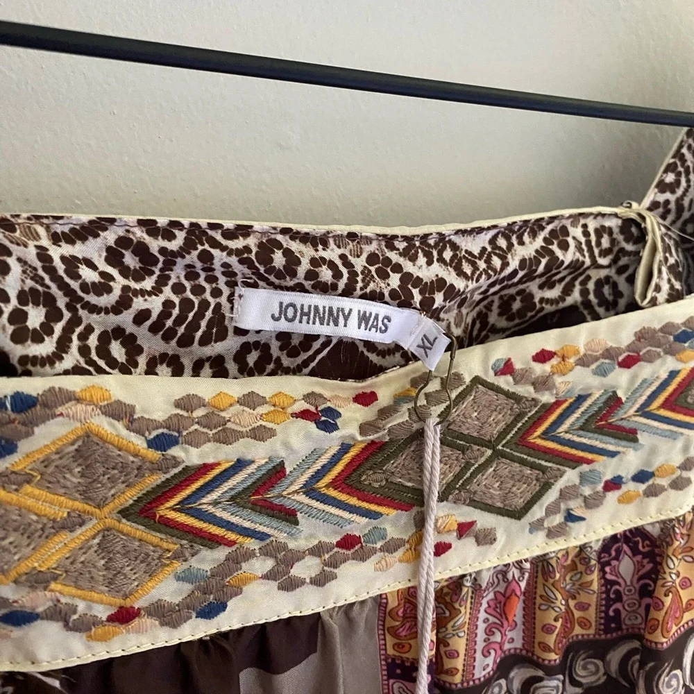 Johnny Was Flora Lace blouse 100% silk bohemian top new with tags size XL - Picture 4 of 9